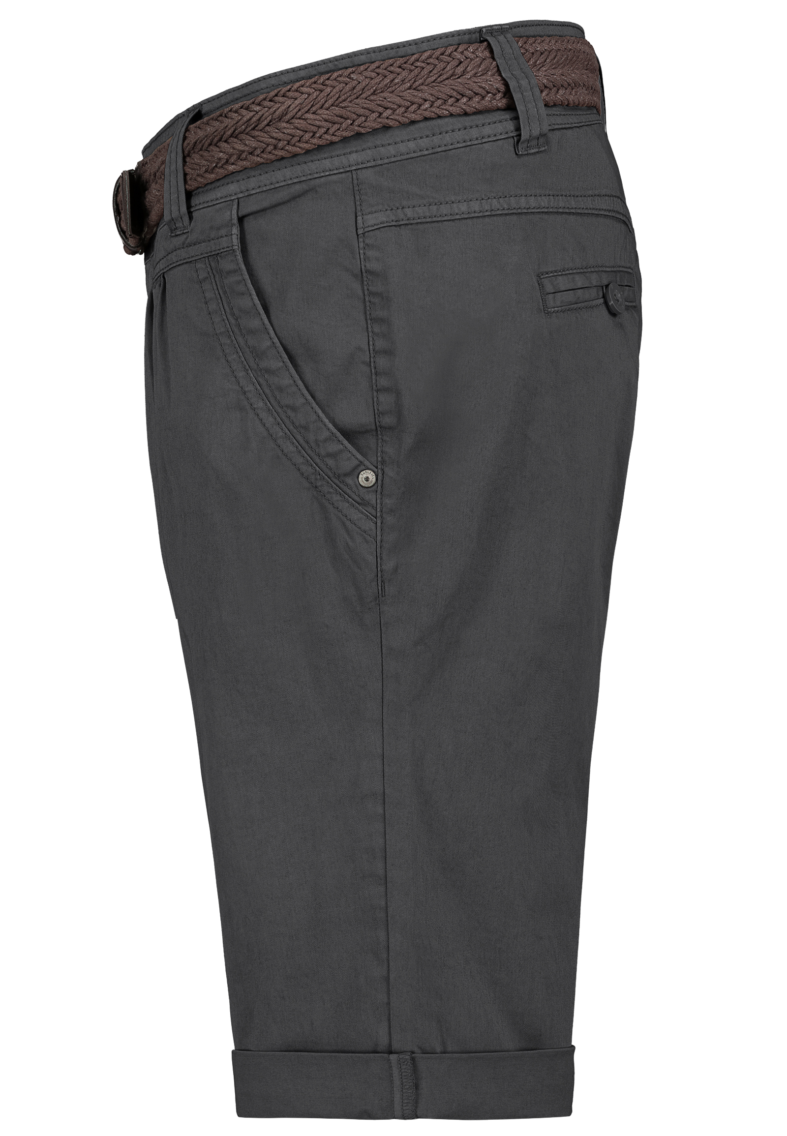 Fresh Made Bermuda Chinoshorts mit geflochtenem Gürtel und Taschen – Dunkelgrau, Bild 2