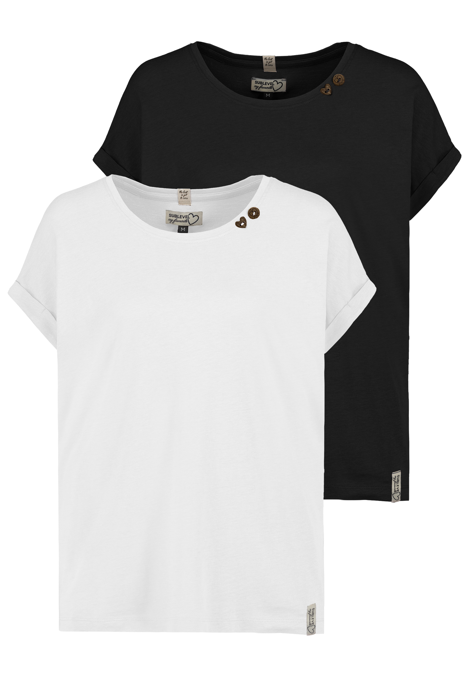 T-Shirt 2er Set mit Rundhals Knöpfen bequem T-Shirt 2er Set mit Rundhals Knöpfen bequem