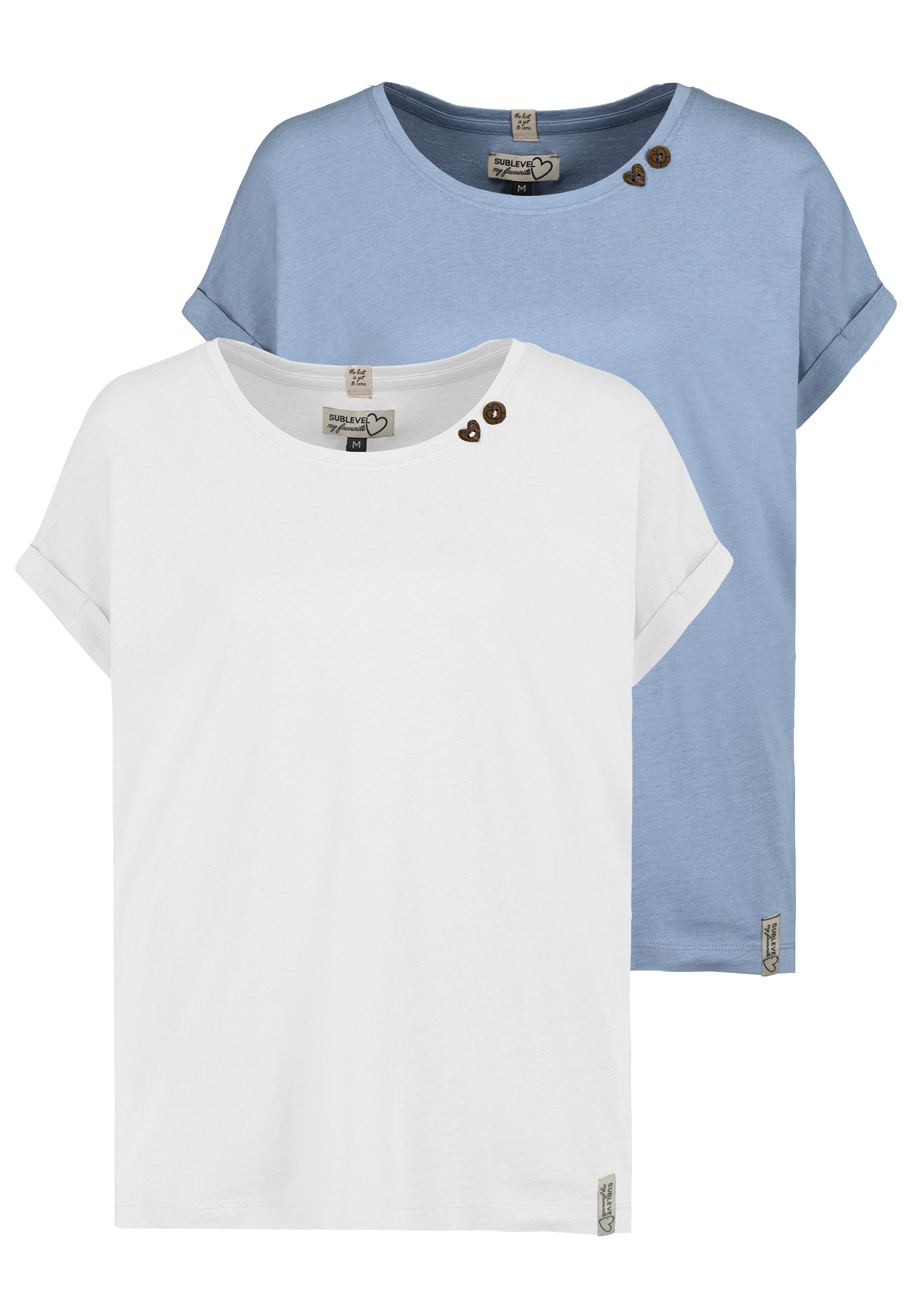 T-Shirt 2er Set mit Rundhals Knöpfen bequem T-Shirt 2er Set mit Rundhals Knöpfen bequem