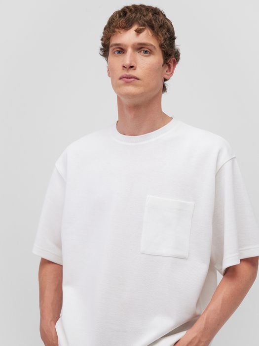 mavi Oversize T-Shirt mit Brusttasche und Rundhalsausschnitt, Farbe: Weiß