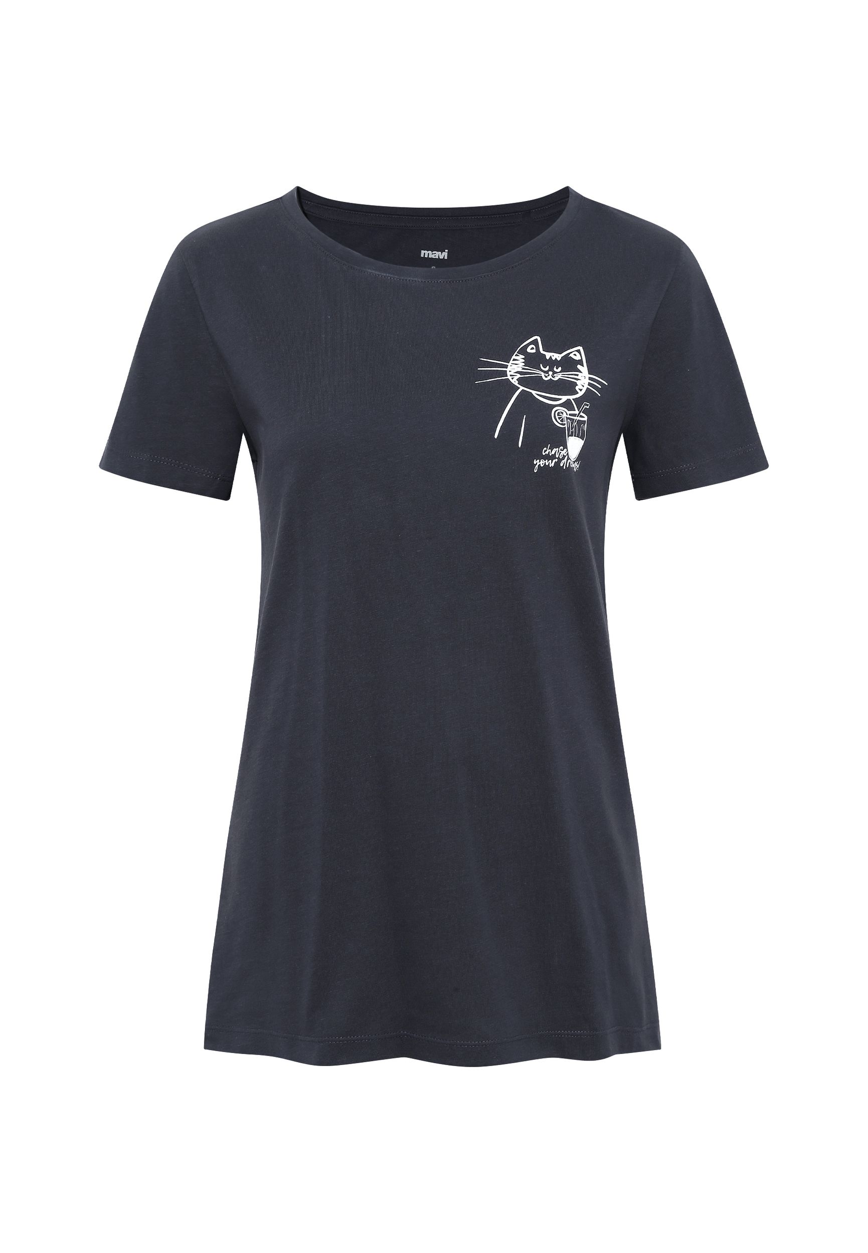 Mavi_25Spring1_phantom_1612958-86952_5.jpg Kurzarm T-Shirt mit Motiv Print und Rundhalsausschnitt