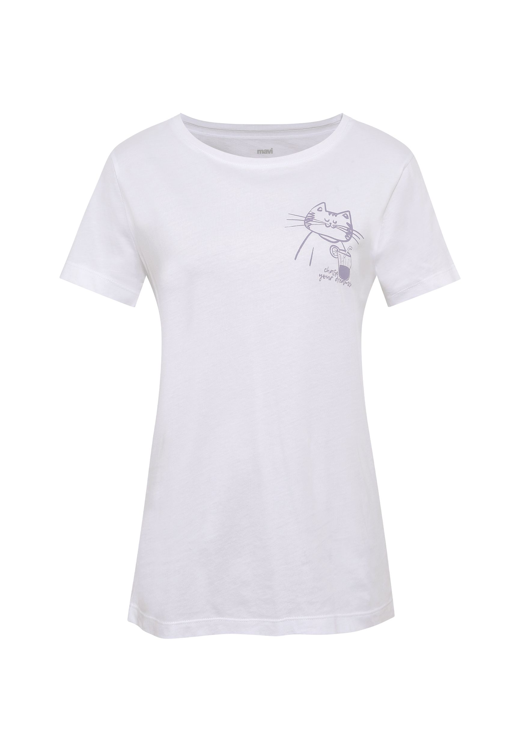 Mavi_25Spring1_white_1612958-620_5.jpg Kurzarm T-Shirt mit Motiv Print und Rundhalsausschnitt
