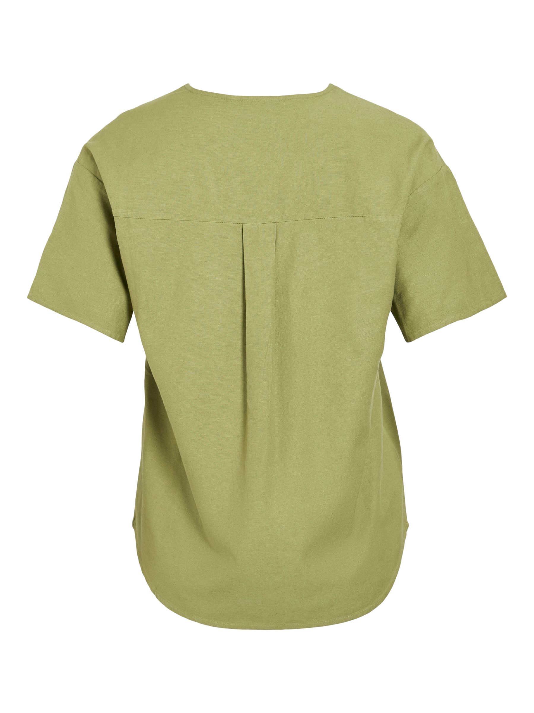VILA_NOOS2025_4699724_14096245_2.jpg V-Ausschnitt T-Shirt mit kurzen Ärmeln und Falten