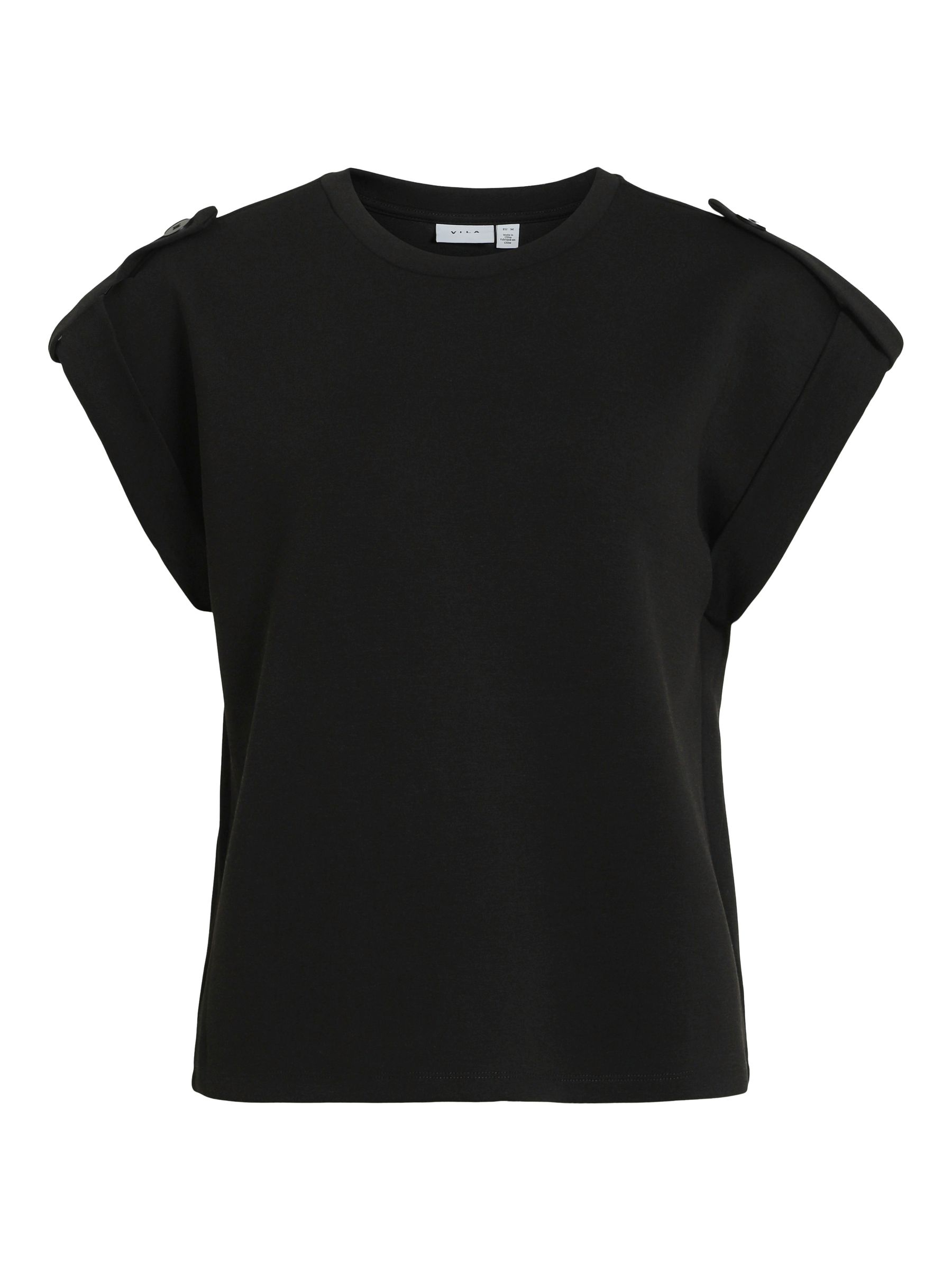 VILA_Springsummer_4709737_14105288.jpg T-Shirt mit Schulterknöpfen und Rundhalsausschnitt