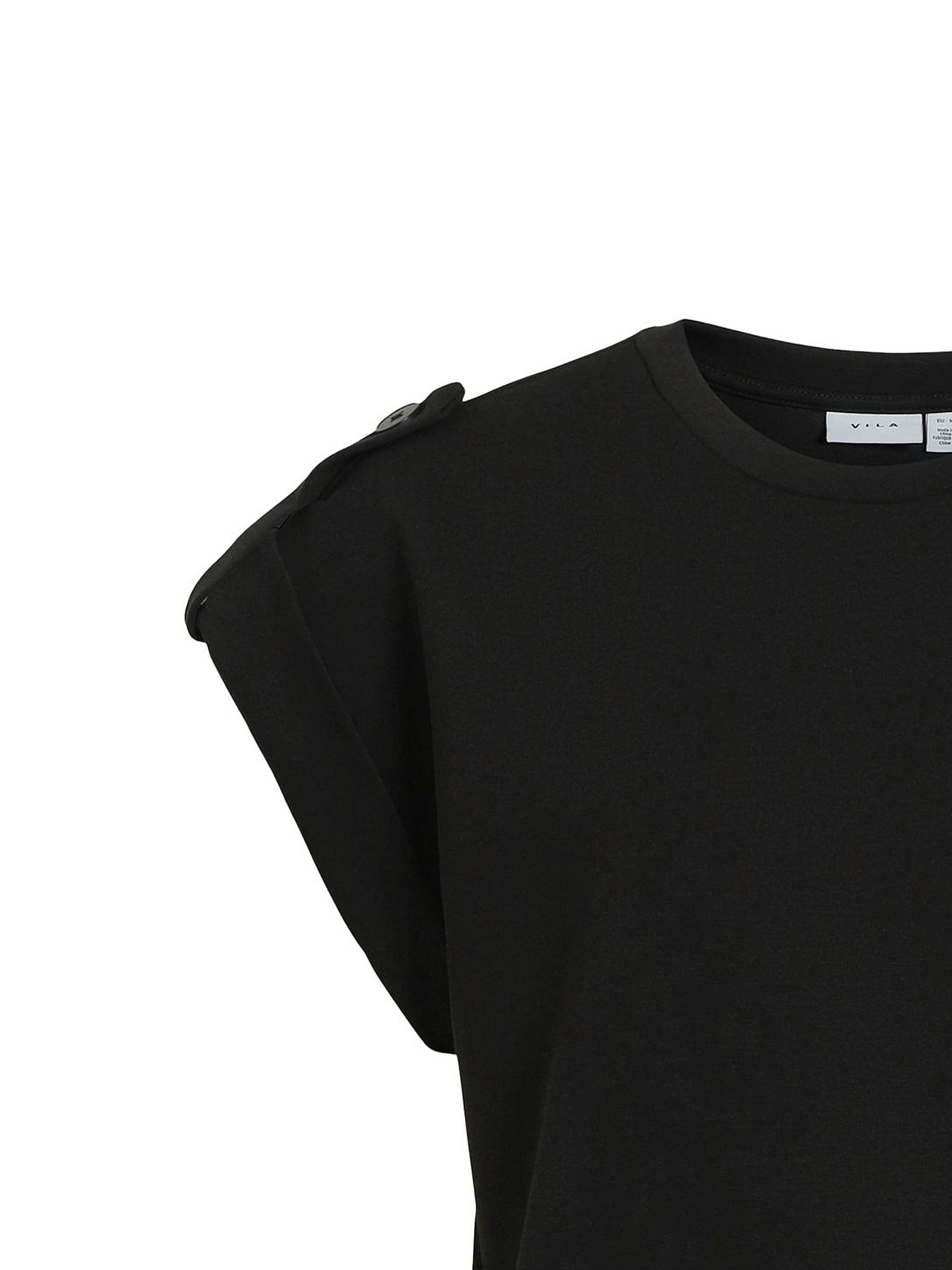 T-Shirt mit Schulterknöpfen und Rundhalsausschnitt T-Shirt mit Schulterknöpfen und Rundhalsausschnitt