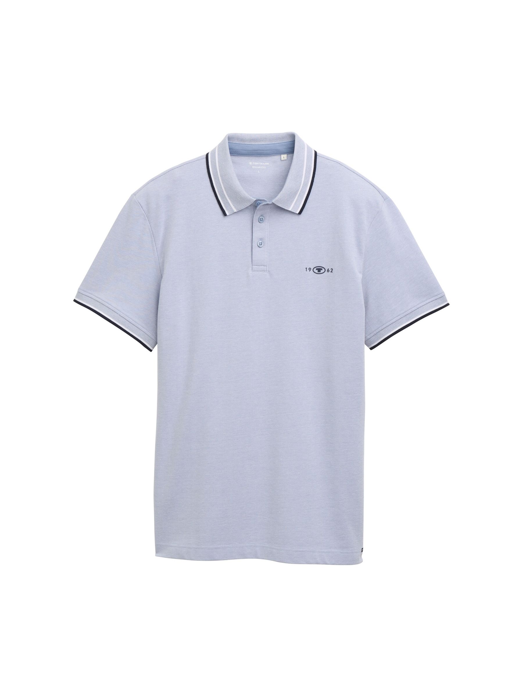 Tom-Tailor_202506_37680_1045629.jpg Polo-Shirt mit Kontraststreifen und Logo-Patch, kurzärmlig