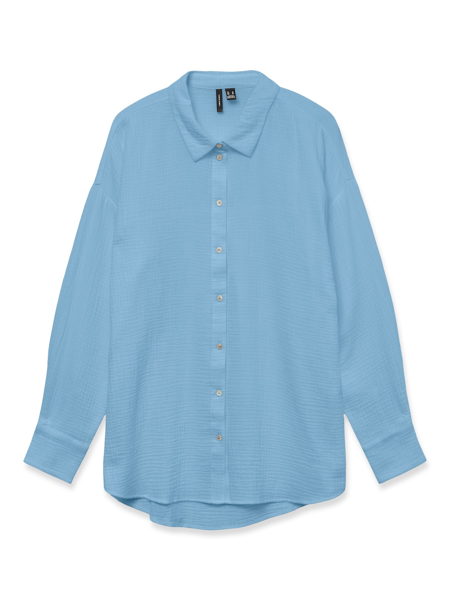 Vero Moda Locker geschnittene Langarmbluse mit Knopfleiste – Blau, Bild 1