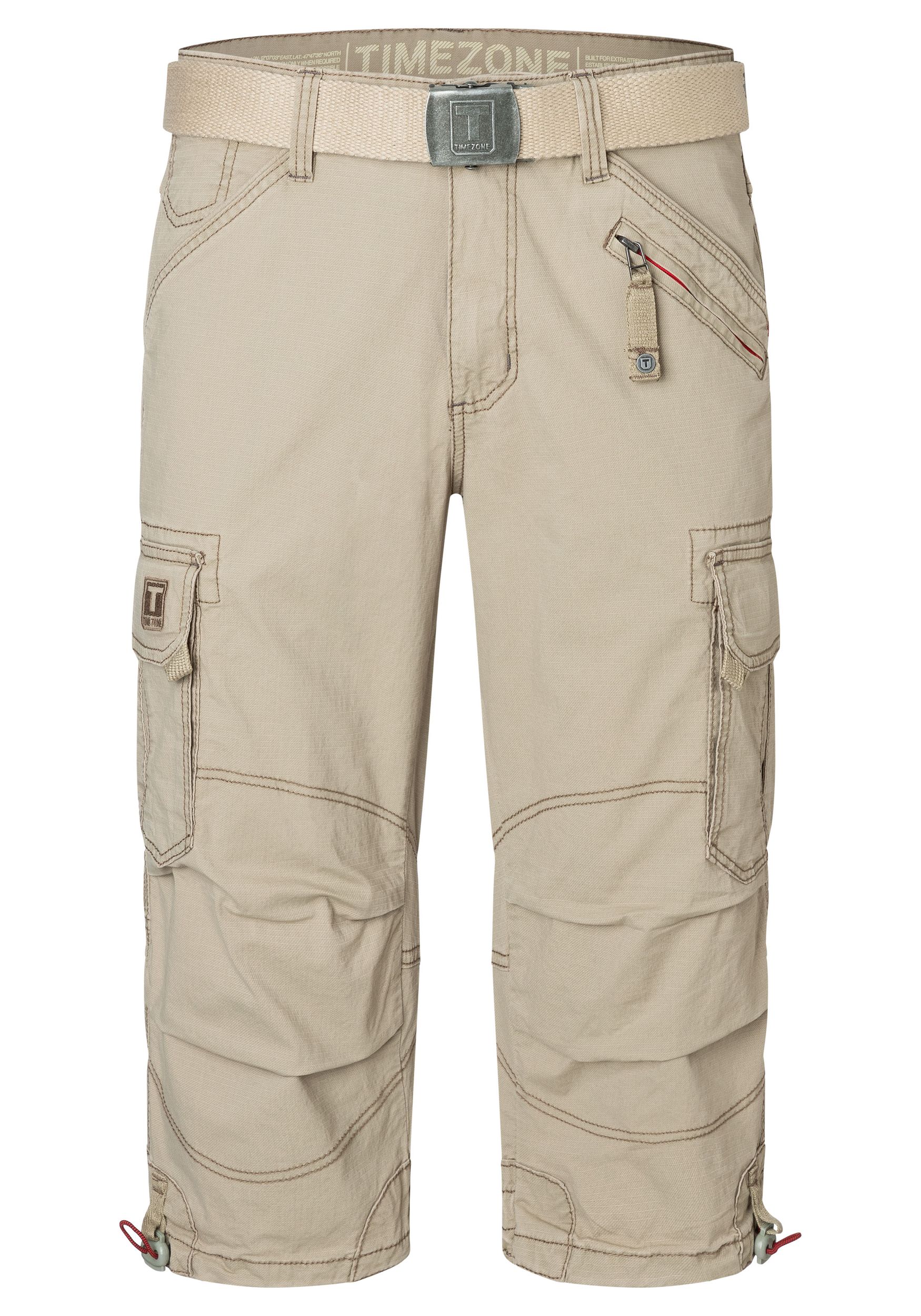 Timezone Timezone Cargo-Shorts mit Gürtel und Mehrfachtaschen – Beige, Bild 1