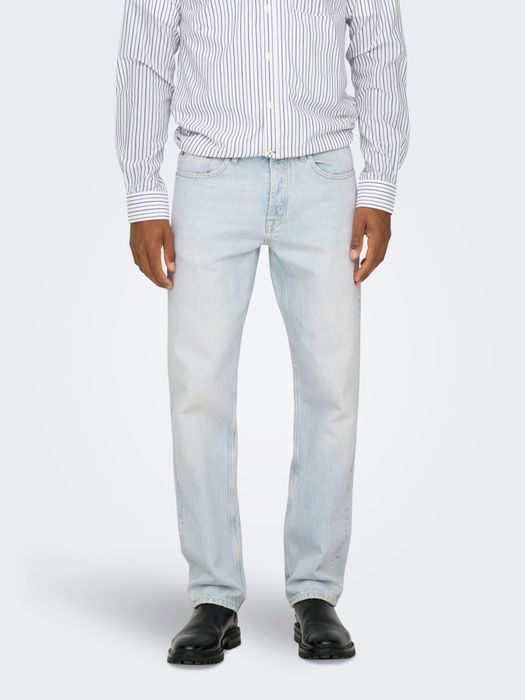 ONLY & SONS Helle Denim Jeans mit geradem Bein und, Farbe: Blau
