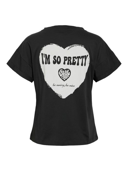 2er-SET T-Shirt mit Herz Print und Local Love Schriftzug, Farbe: Schwarz
