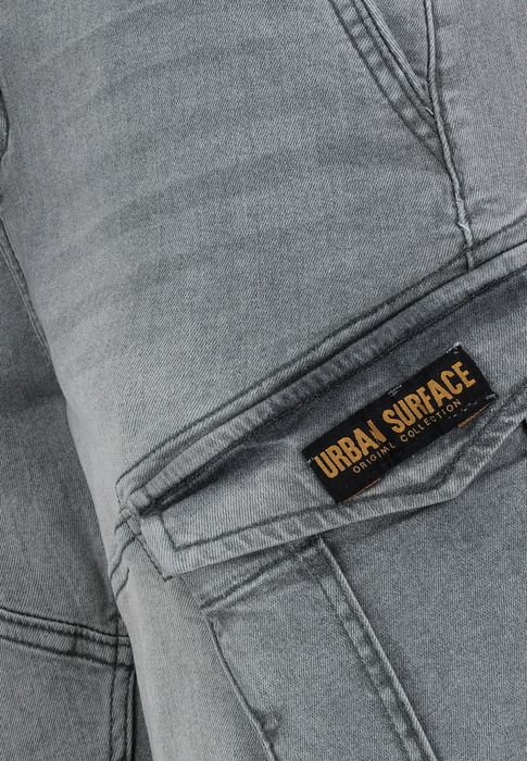 Urban Surface Urban Surface Cargo Jeans Shorts Bermuda Seitentaschen Denim – Grau, Bild 5