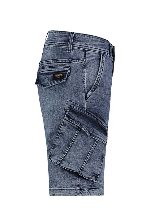 Urban Surface Cargo Jeans Shorts Bermuda Seitentaschen Denim, Farbe: Blau
