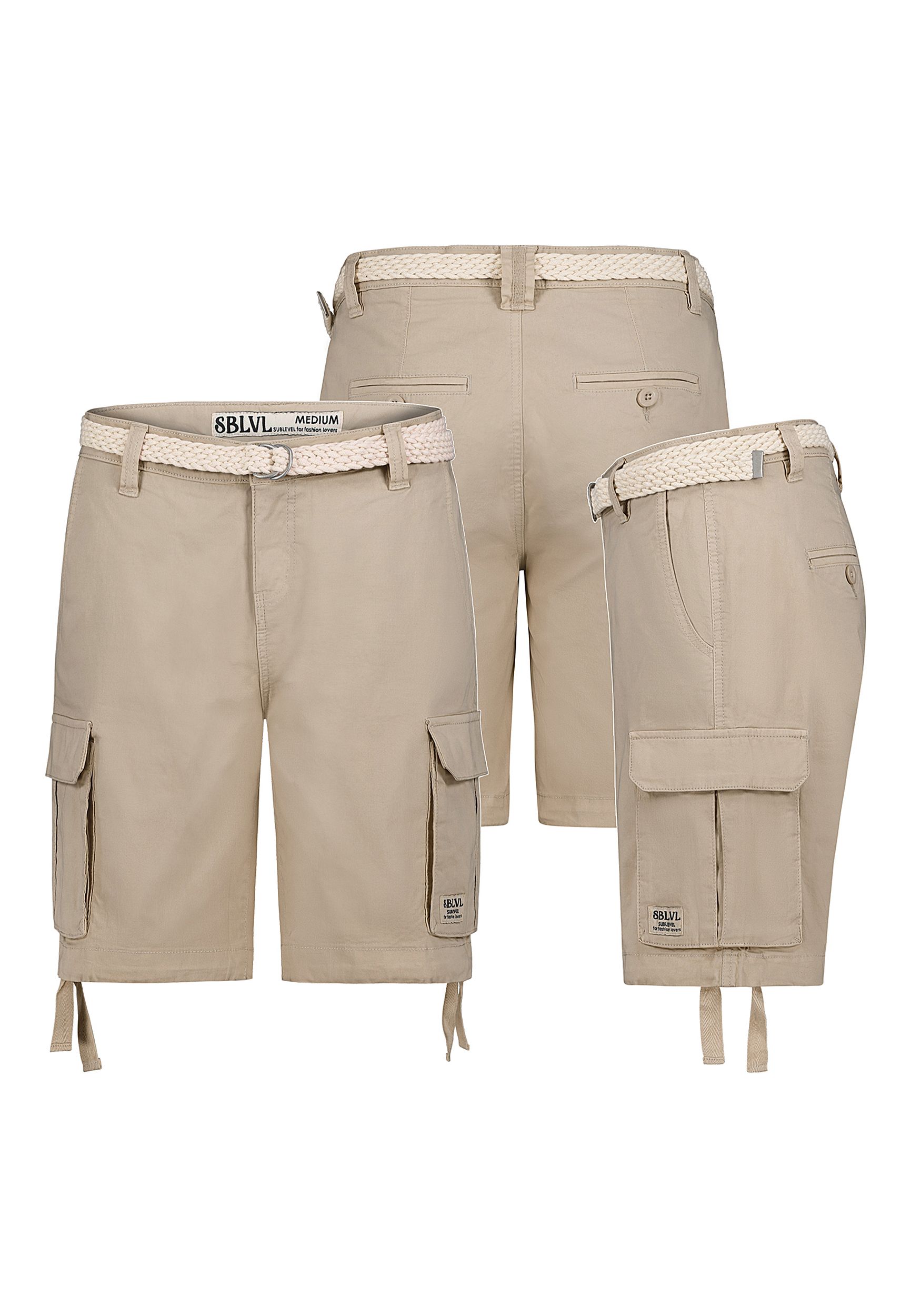 Cargo-Bermuda Shorts mit Flechtgürtel Cargo-Bermuda Shorts mit Flechtgürtel