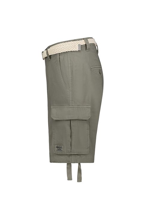 Cargo-Bermuda Shorts mit Flechtgürtel, Farbe: Grün-2