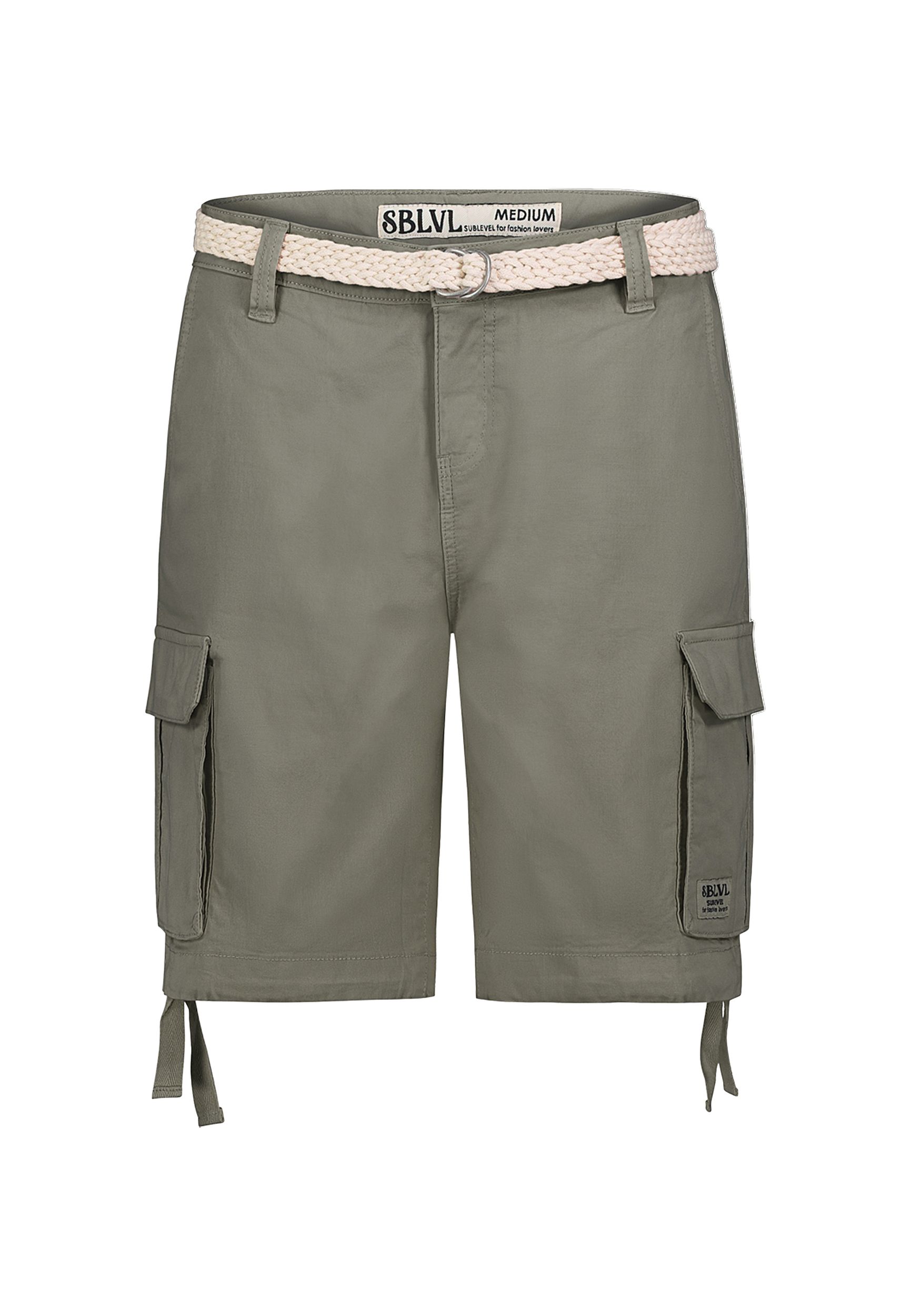 Sublevel Cargo-Bermuda Shorts mit Flechtgürtel – Grün, Bild 1