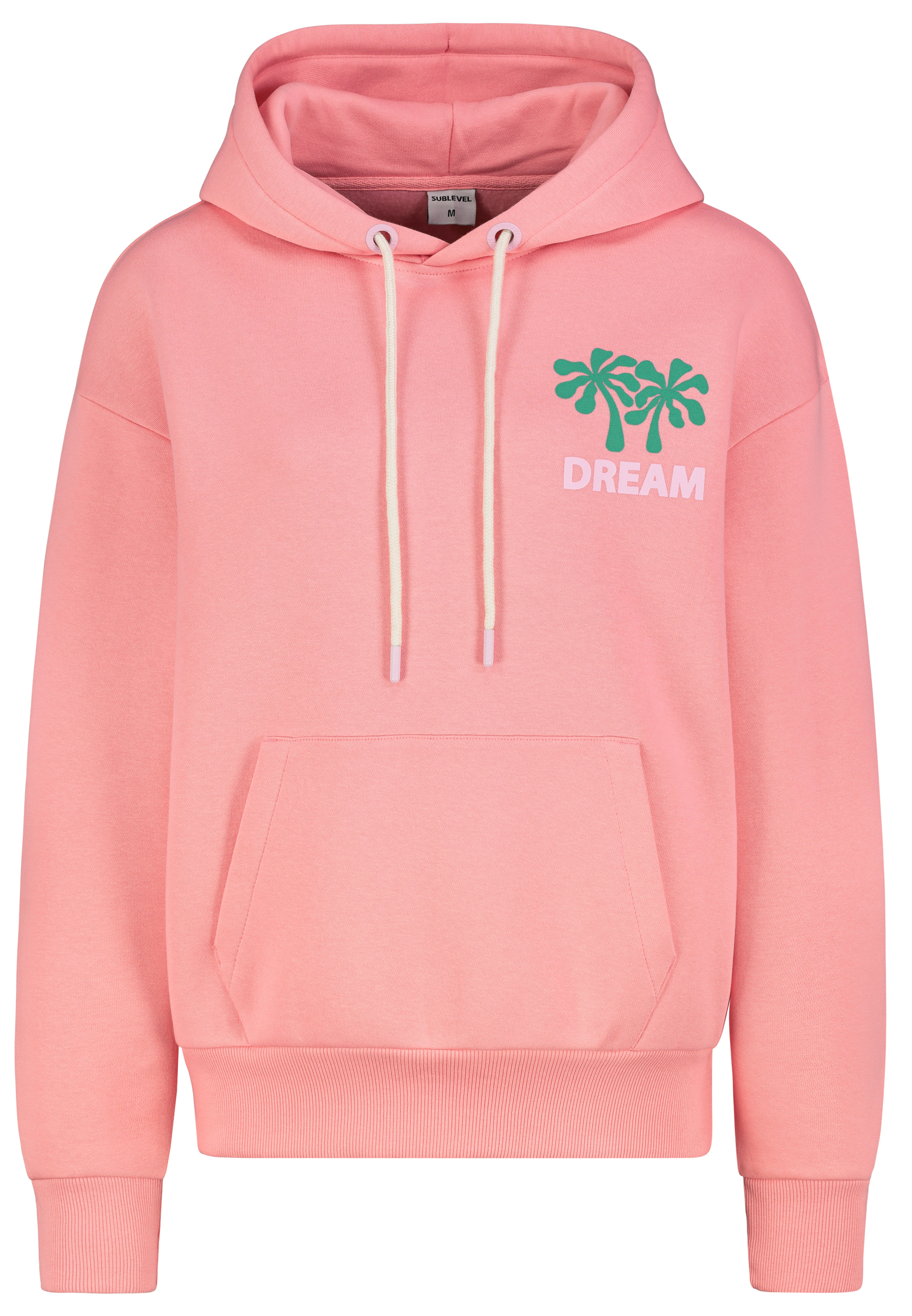 D10608BC02747A_14200_V.jpg Pullover mit Kapuze, Kängurutasche und Palmen-Print