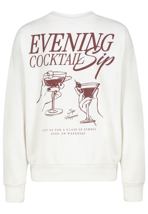 Sweater Pullover mit Design Schriftzug Print, Farbe: Weiß