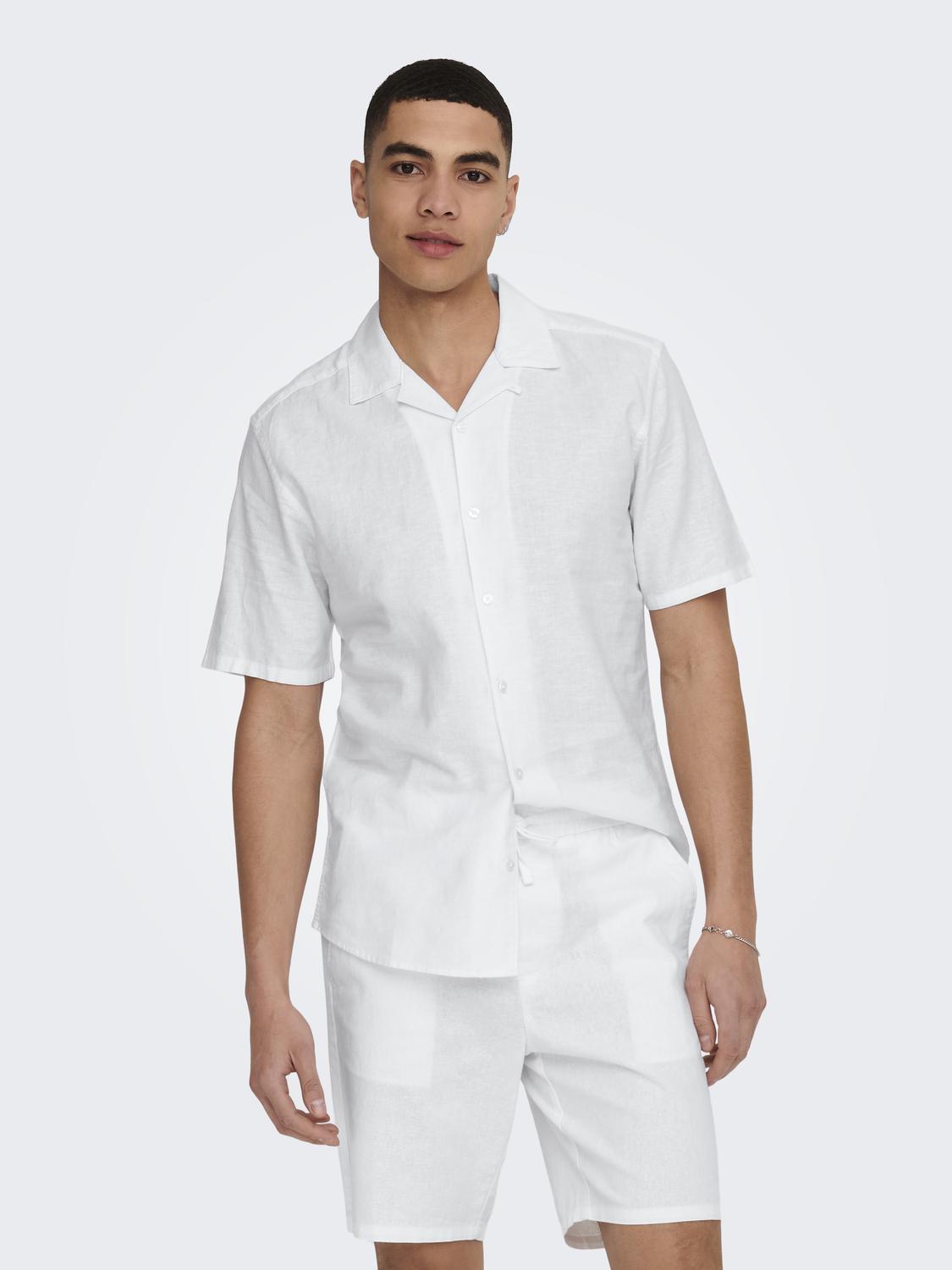 ONLY&SONS_SpringSummer2023_4240199_22025116_4.jpg Leinenhemd mit kurzen Ärmeln und Knopfleiste