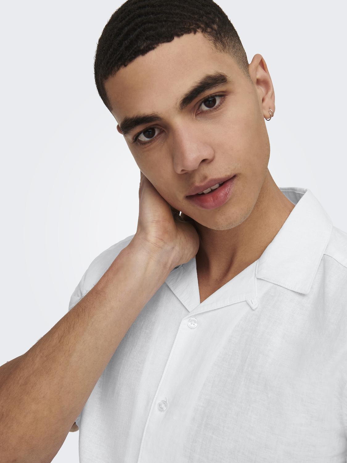 ONLY&SONS_SpringSummer2023_4240199_22025116_6.jpg Leinenhemd mit kurzen Ärmeln und Knopfleiste