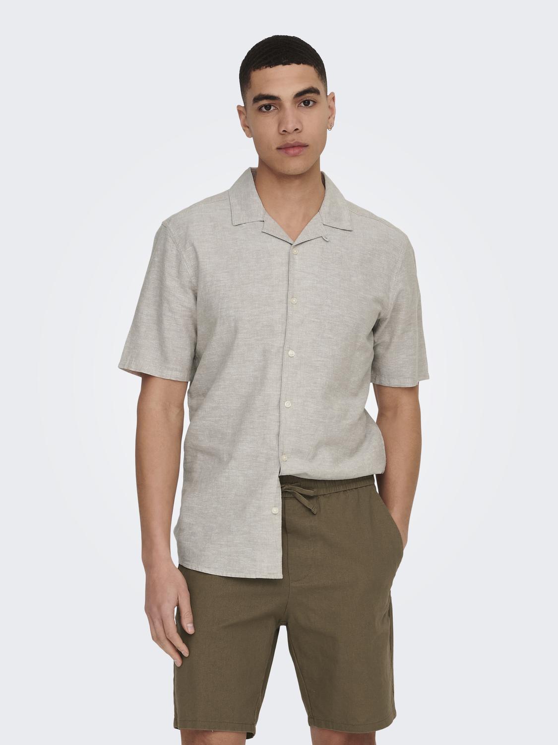 ONLY&SONS_SpringSummer2023_4240201_22025116_3.jpg Leinenhemd mit kurzen Ärmeln und Knopfleiste