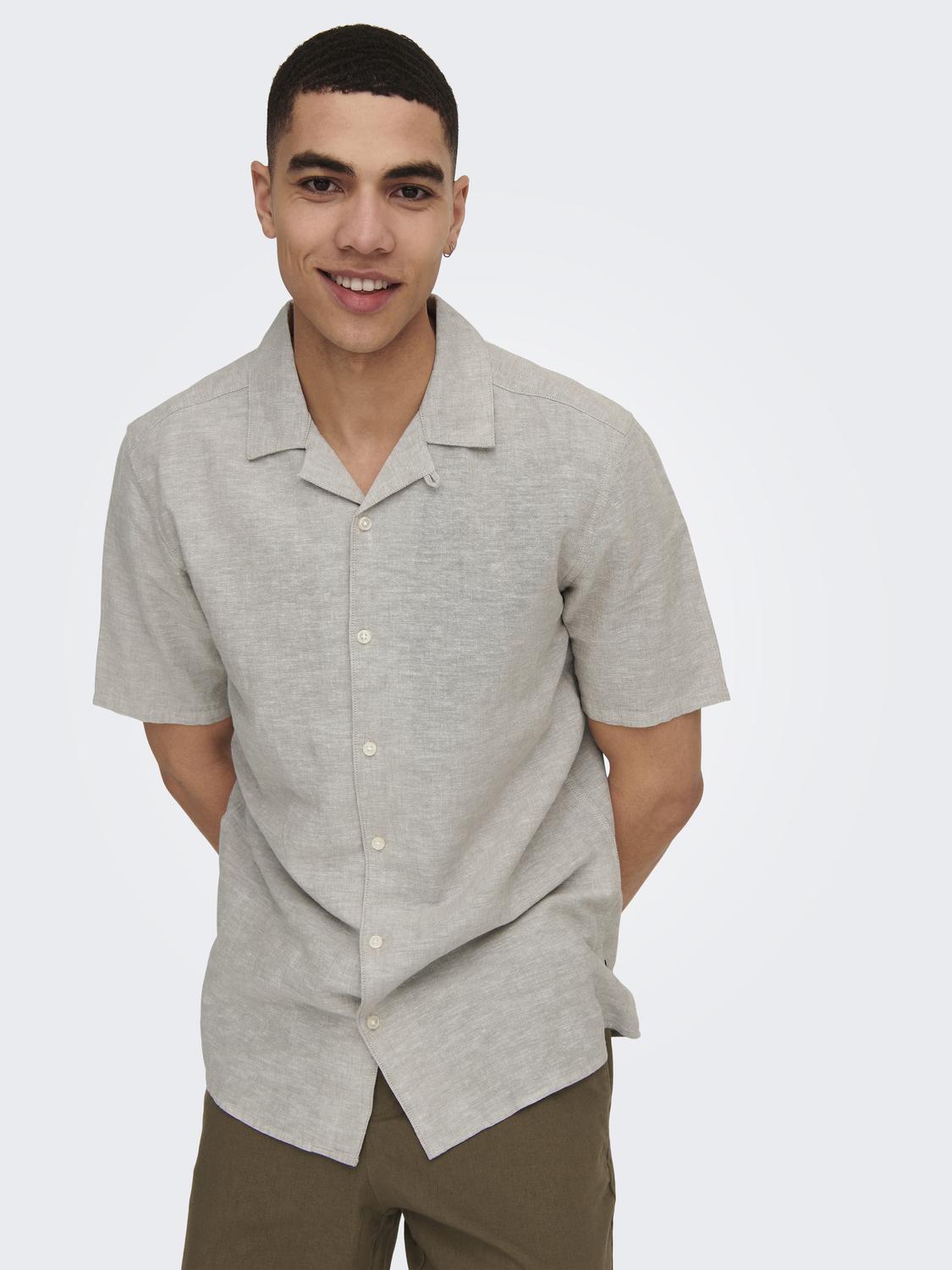 ONLY&SONS_SpringSummer2023_4240201_22025116_6.jpg Leinenhemd mit kurzen Ärmeln und Knopfleiste