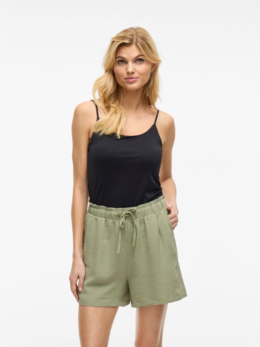 Vila Leichte Sommerhose mit elastischem Bund und Kordelzug – Grün, Bild 7