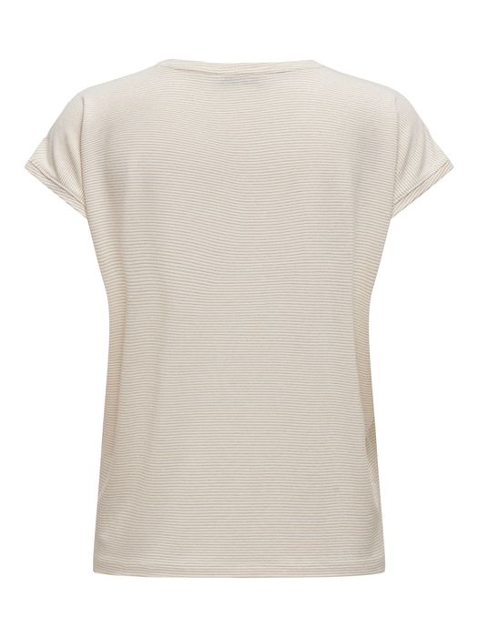 Only 2er-SET Modisches T-Shirt mit Glitzer Naht Rundhals – Beige, Bild 4