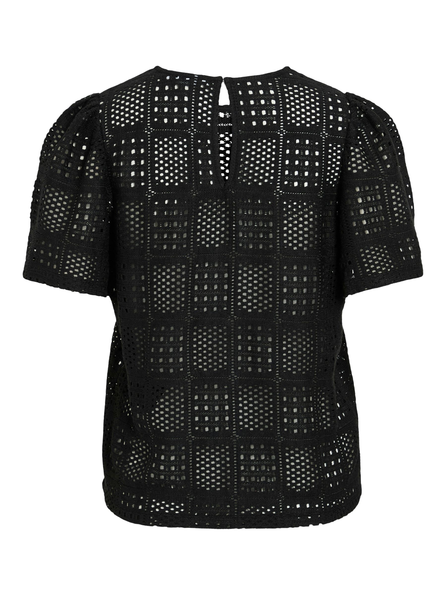 VILA_SpringSummer2025_4736701_14106577_2.jpg Gestrickte Bluse mit Loch Muster, Kurzarm
