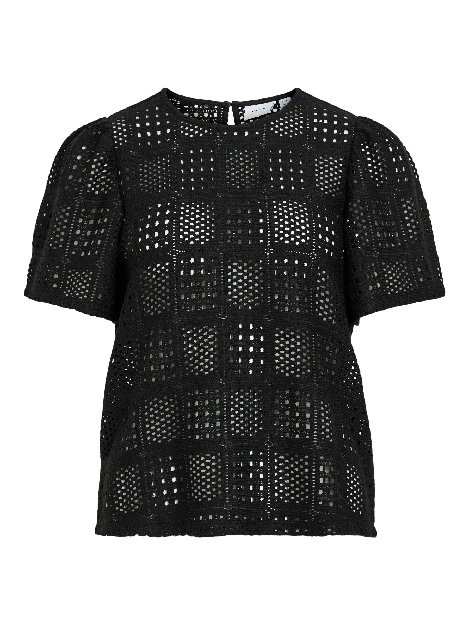VILA_SpringSummer2025_4736701_14106577.jpg Gestrickte Bluse mit Loch Muster, Kurzarm