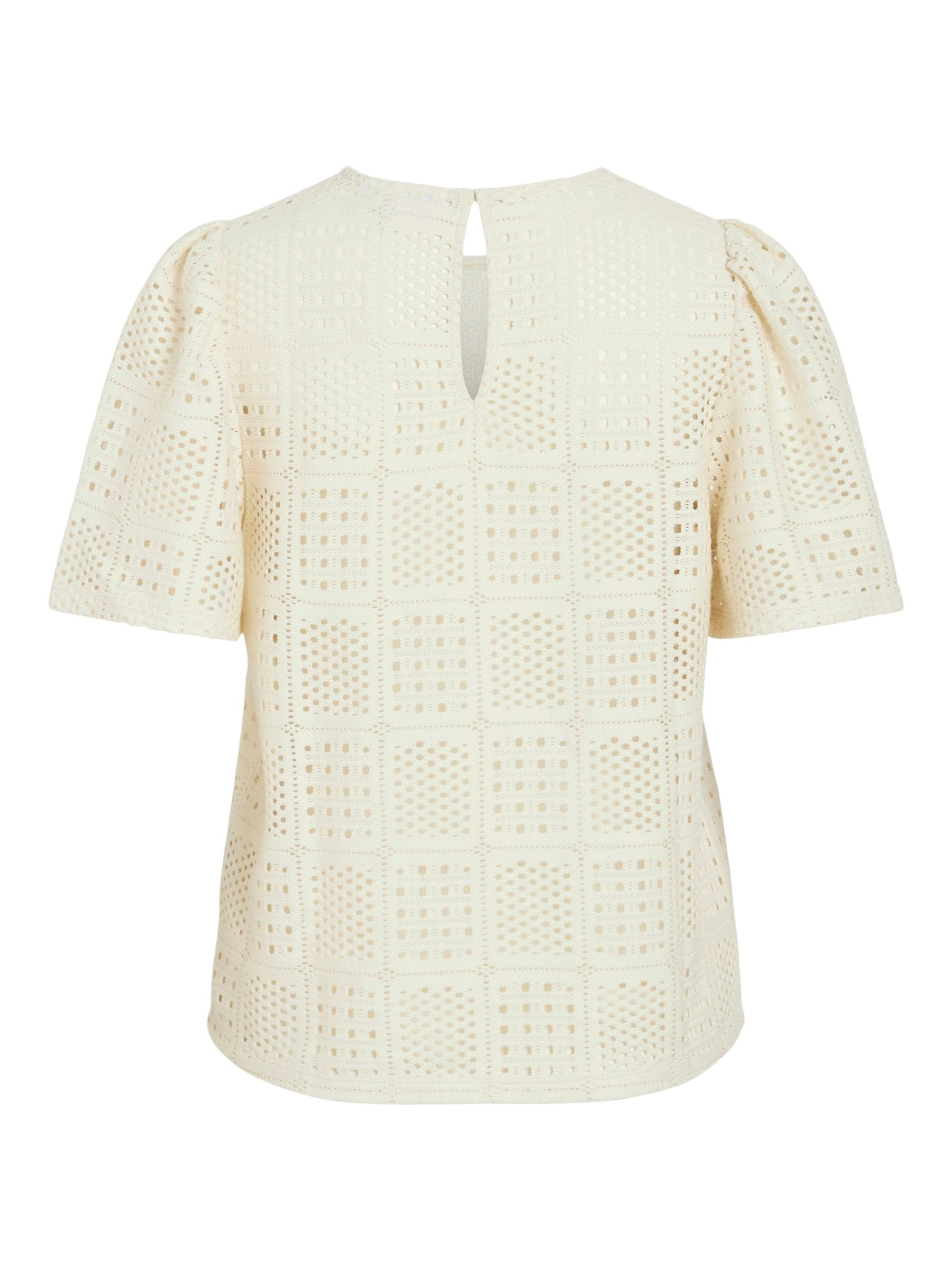 VILA_SpringSummer2025_4736702_14106577_2.jpg Gestrickte Bluse mit Loch Muster, Kurzarm