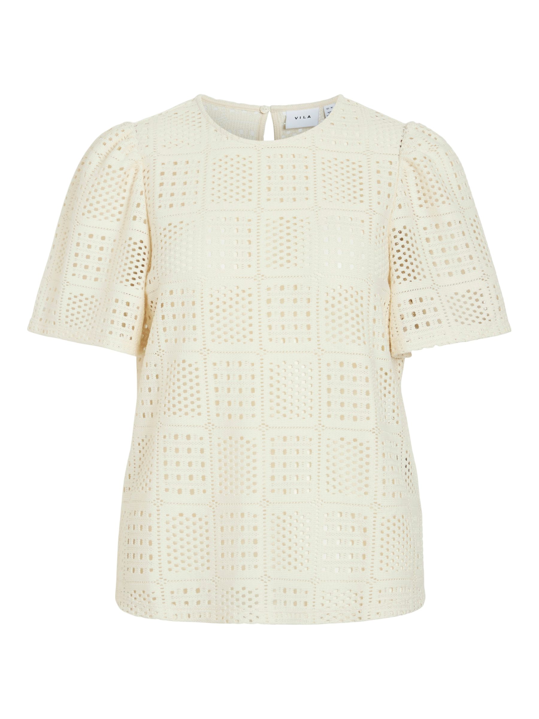VILA_SpringSummer2025_4736702_14106577.jpg Gestrickte Bluse mit Loch Muster, Kurzarm