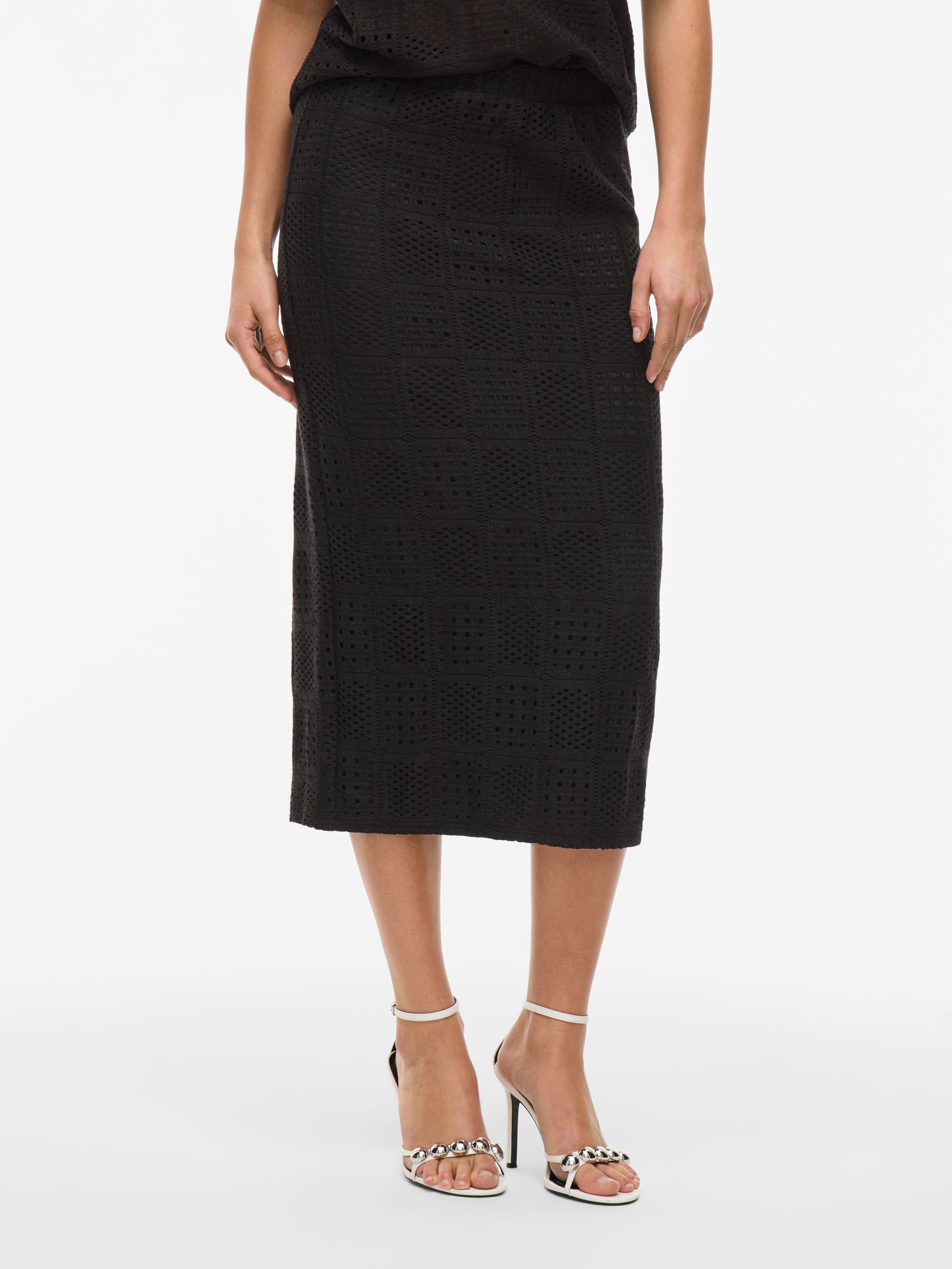 VILA_SpringSummer2025_4736714_14106576_3.jpg Gemusterter A-Linien Midi-Rock aus Stoff