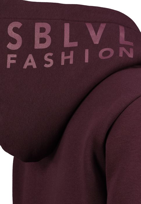 Sublevel Hoodie Kapuzenpullover mit Kängurutasche und Textprint – Rot, Bild 3