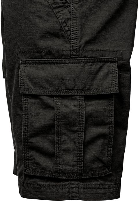 Humy HUMY Kurze Bermuda Hose Cargo Chino Shorts Mit Gürtel A&S – Schwarz, Bild 3