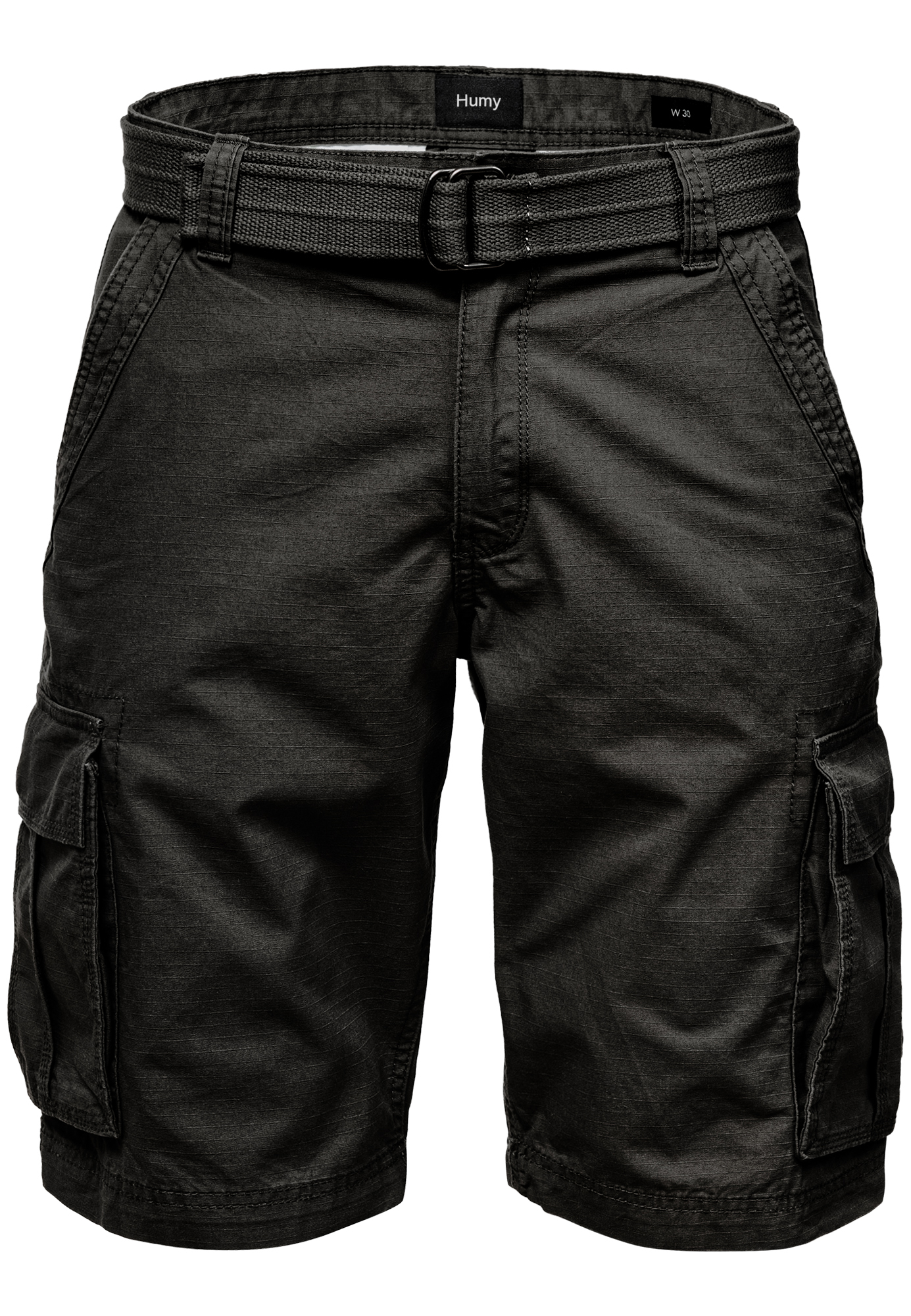 Humy HUMY Kurze Bermuda Hose Cargo Chino Shorts Mit Gürtel A&S – Schwarz, Bild 1