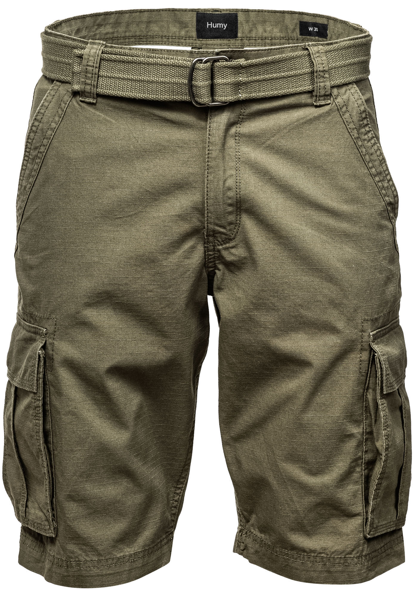 Humy HUMY Kurze Bermuda Hose Cargo Chino Shorts Mit Gürtel A&S – Olive, Bild 1
