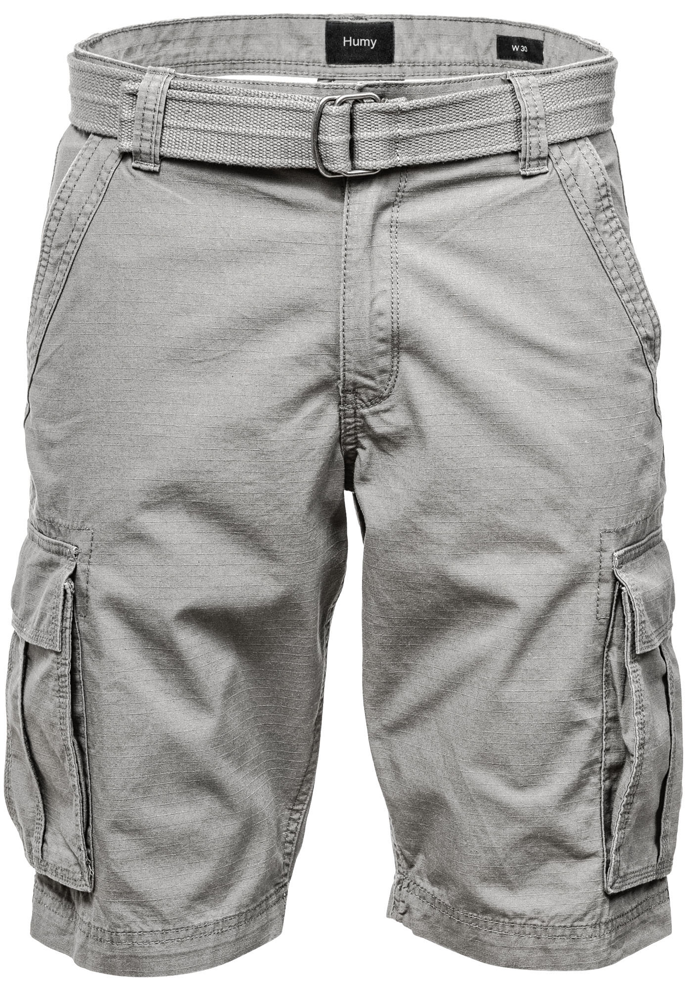 Humy HUMY Kurze Bermuda Hose Cargo Chino Shorts Mit Gürtel A&S – Hellgrau, Bild 1