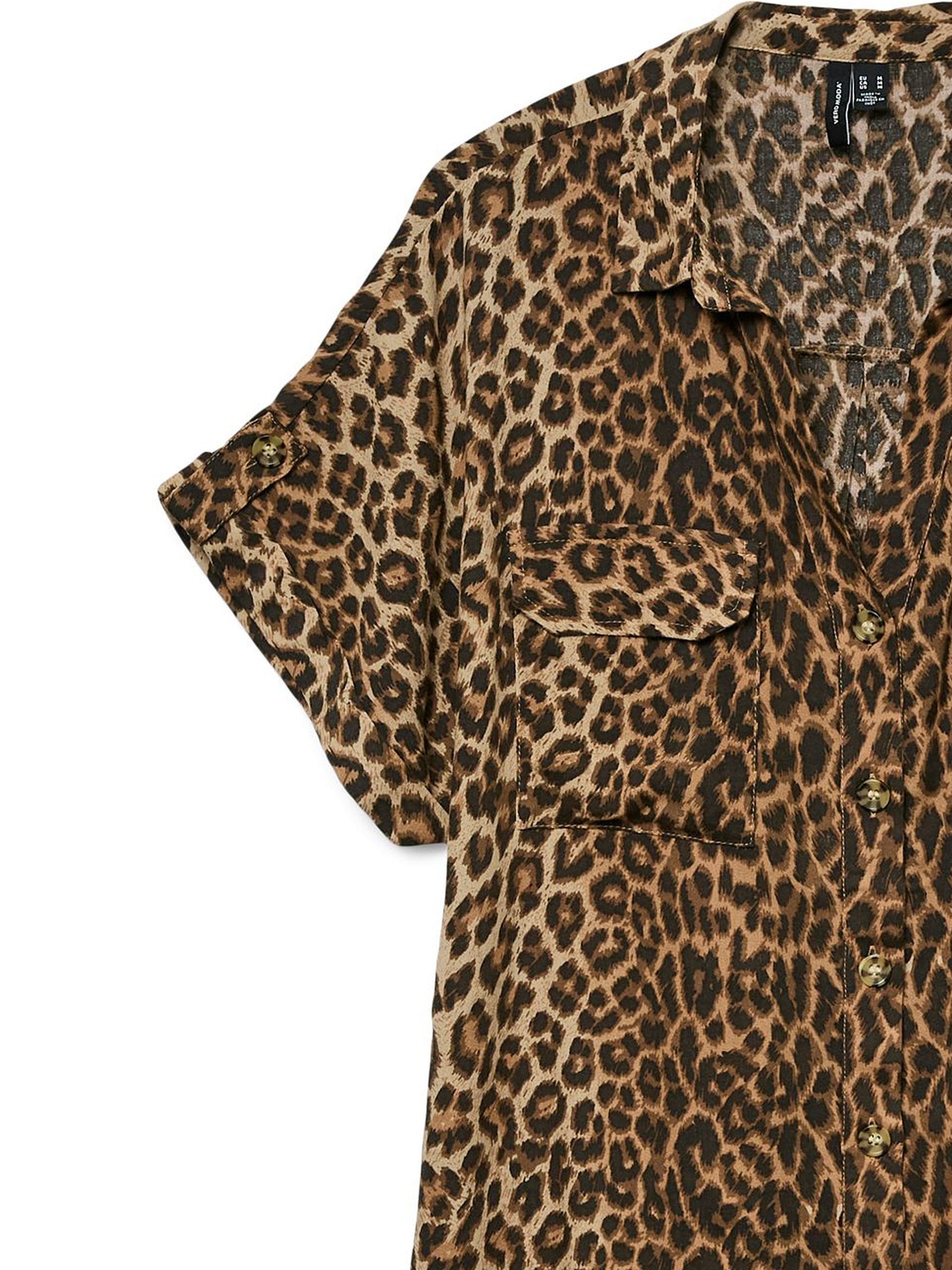 Leopardenmuster Kurzarmhemd mit Brusttaschen Leopardenmuster Kurzarmhemd mit Brusttaschen