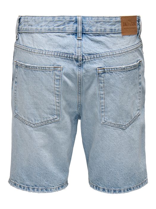 Only & Sons ONLY & SONS Sommerliche Denim Bermuda -Shorts mit Umschlag – Hellblau, Bild 3