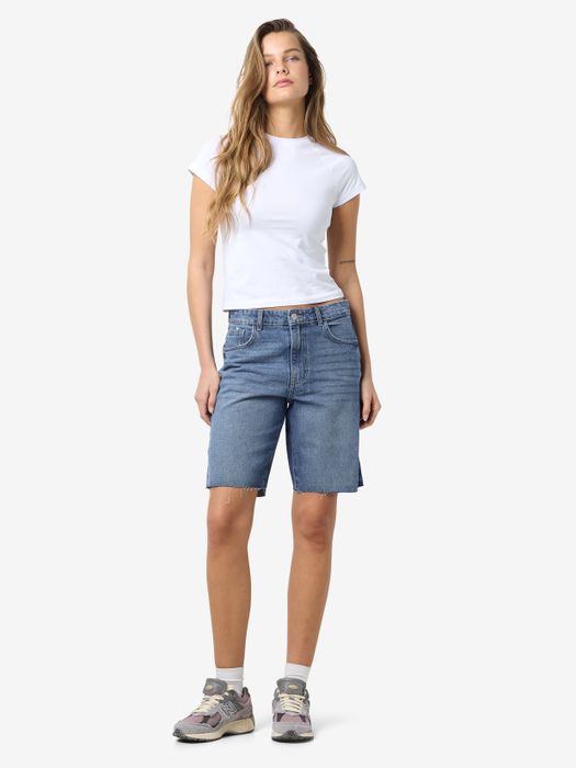 Noisy May Bermuda Jeansshorts mit ausgefranstem Saum – Blau, Bild 4