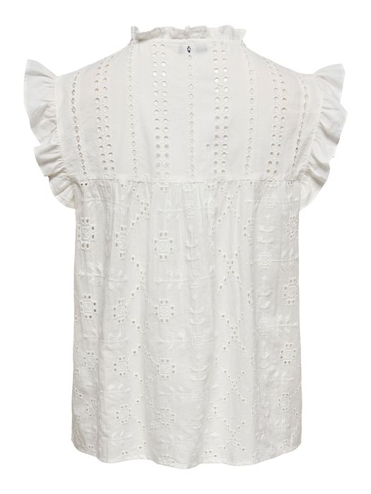 Only Bluse mit Lochstickerei und Rüschendetails – Weiß, Bild 4