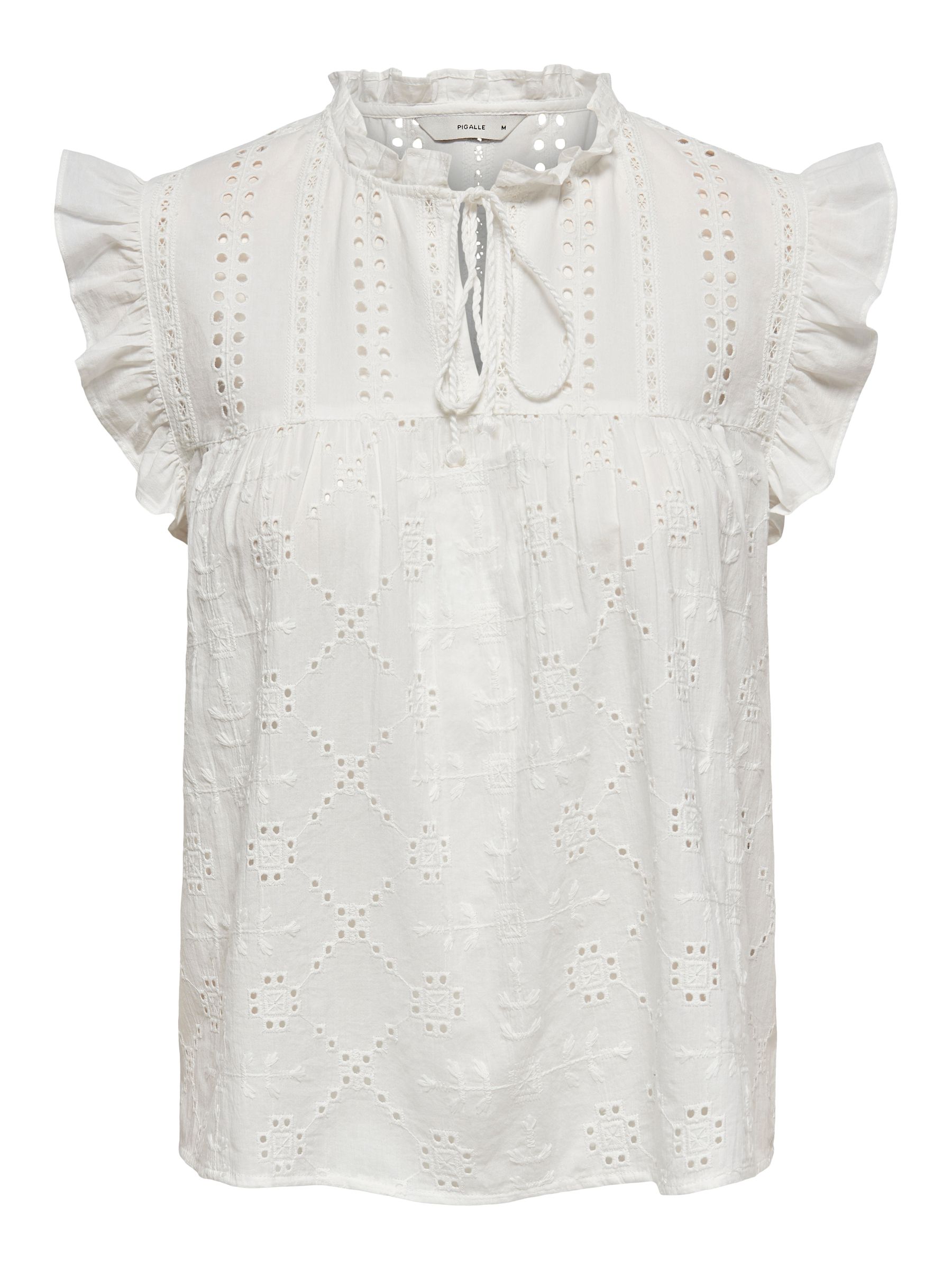 Only Bluse mit Lochstickerei und Rüschendetails – Weiß, Bild 1