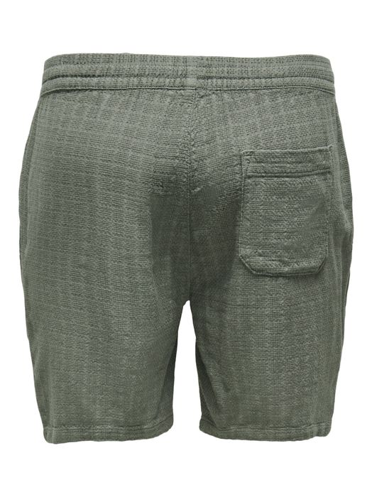 Only & Sons ONLY & SONS Strukturierte Sweat Shorts mit Kordelzug und – Olive, Bild 3