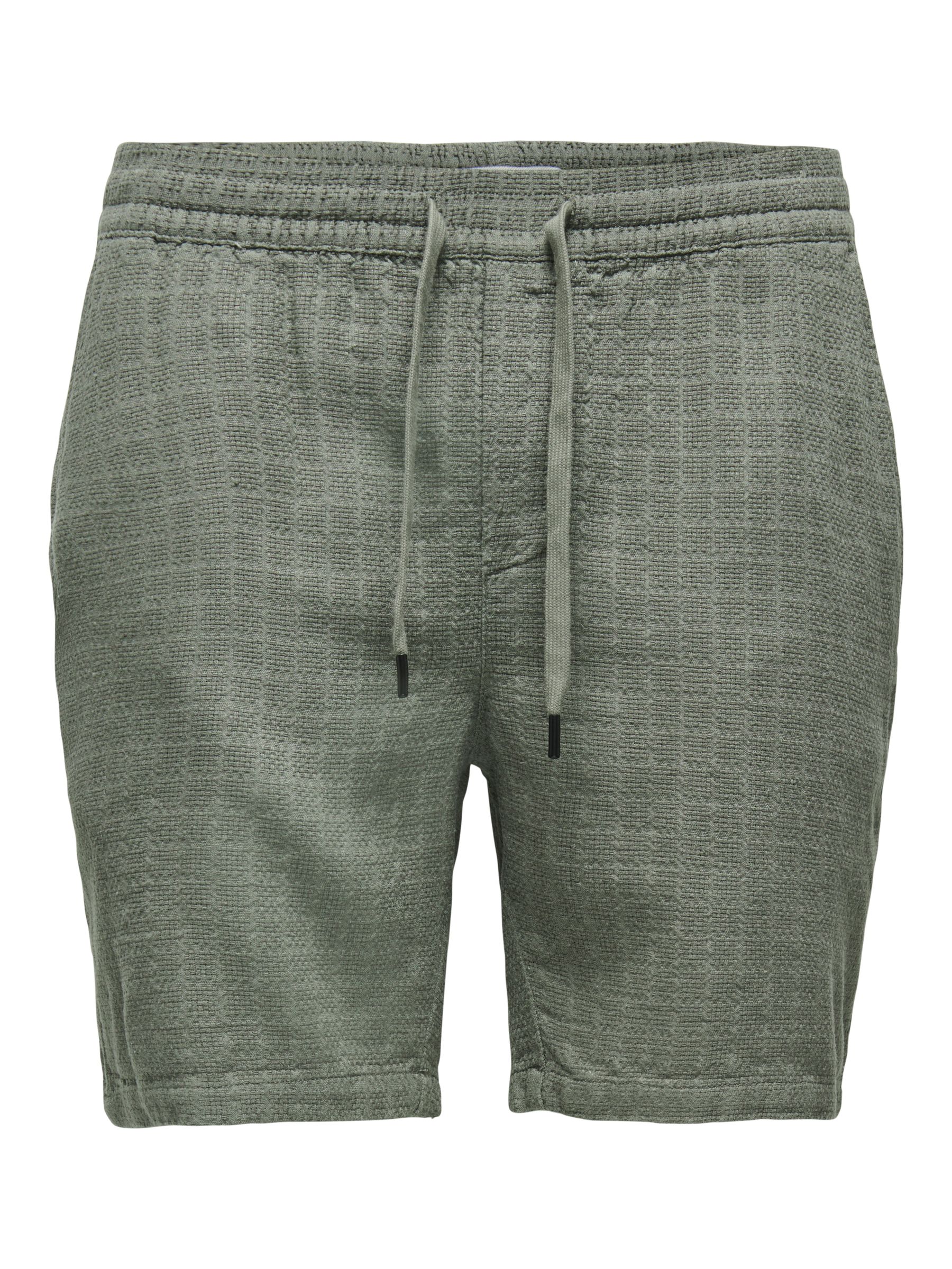 Only & Sons ONLY & SONS Strukturierte Sweat Shorts mit Kordelzug und – Olive, Bild 1