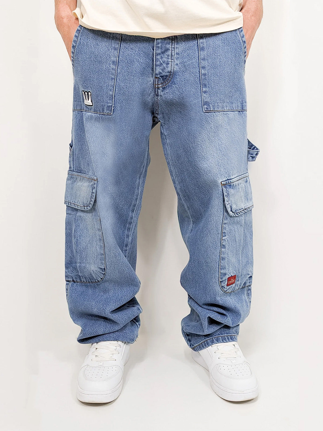 Worker Cargo Baggy Jeans mit Taschen und Stitching Worker Cargo Baggy Jeans mit Taschen und Stitching