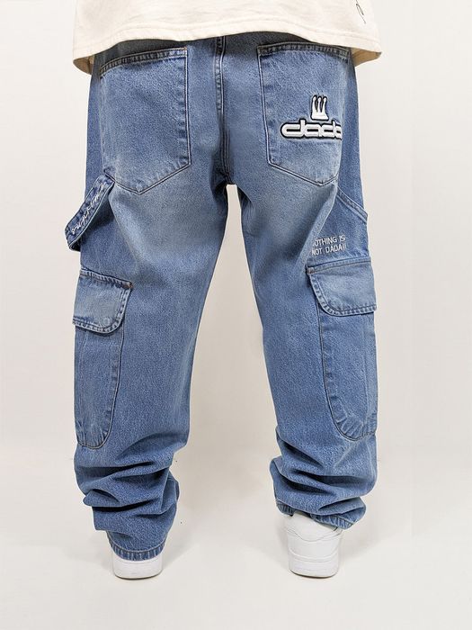 DADA Supreme DADA Supreme Worker Cargo Baggy Jeans mit Taschen und Stitching – Blau, Bild 7