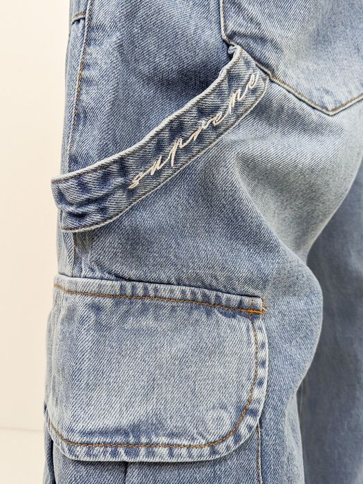 DADA Supreme DADA Supreme Worker Cargo Baggy Jeans mit Taschen und Stitching – Blau, Bild 4