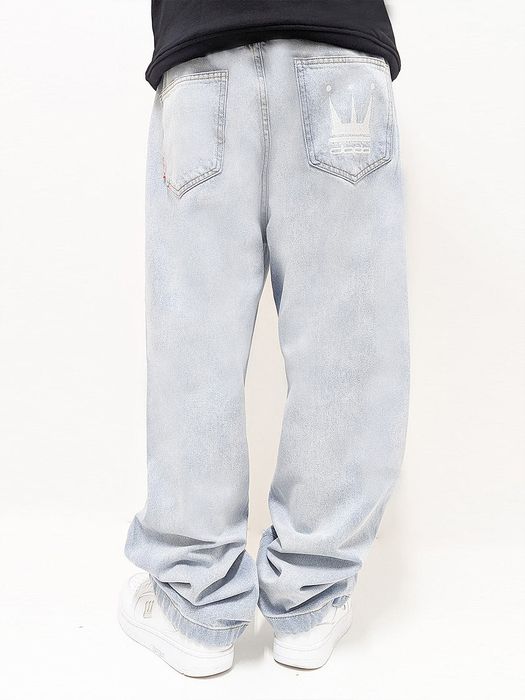 DADA Supreme Supreme Baggy Jeans mit Supreme-Stickerei, Farbe: Blau