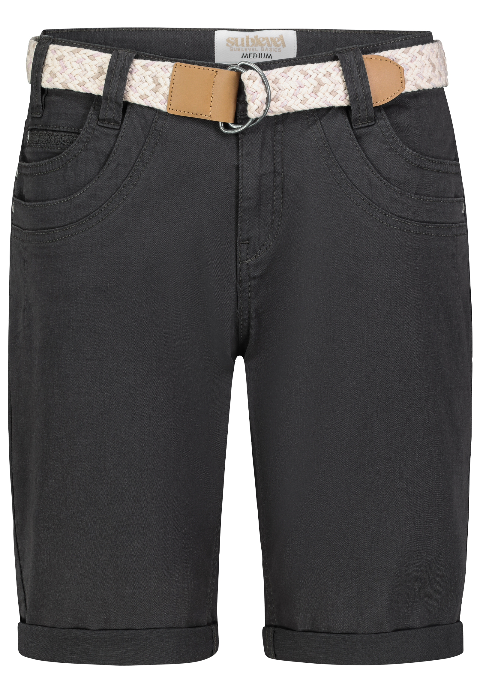 Authentic-St_251_23400_D60530M62523ZA3NO.jpg Stretch Twill Bermuda Shorts mit Gürtel und Spitze