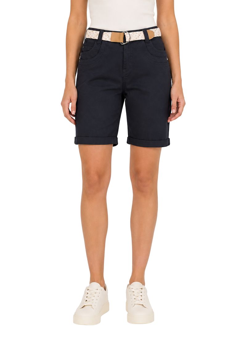 Sublevel Stretch Twill Bermuda Shorts mit Gürtel und Spitze – Blau, Bild 2